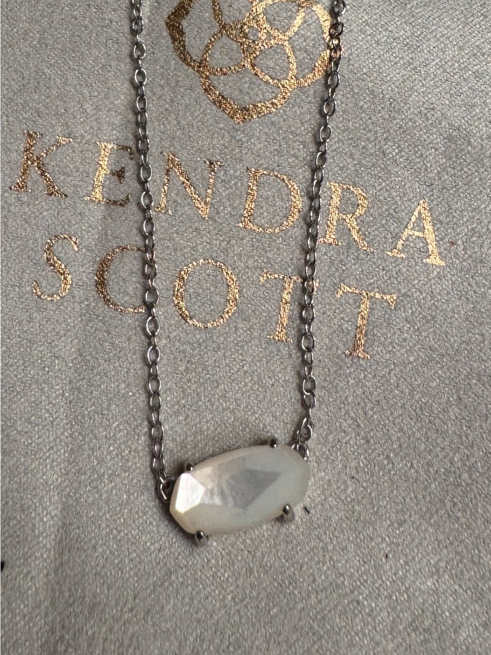 Kendra Scott Silver White Faceted Stone Pendant Necklace
